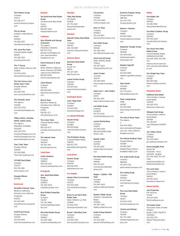 Los Angeles Magazine Real Estate All Stars 2024 List