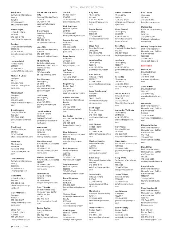 Los Angeles Magazine Real Estate All Stars 2024 List