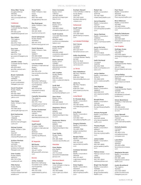 Los Angeles Magazine Real Estate All Stars 2024 List