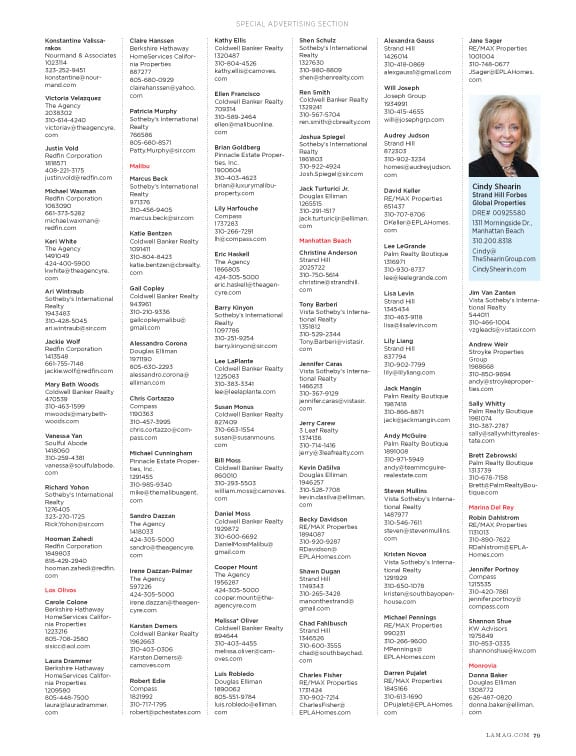 Los Angeles Magazine Real Estate All Stars 2024 List
